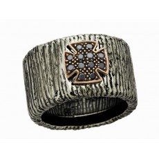 ANILLO PLATA Y DIAMANTES CRUZ