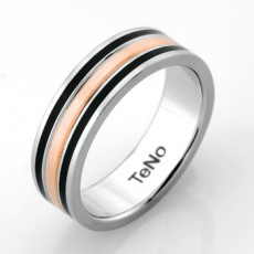ANILLO TENO ROSA Y CERAMICA NEGRA 