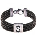 PULSERA VIRGEN CUERO NEGRO