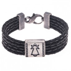 PULSERA VIRGEN CUEROS DIAMANTES NEGROS
