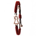 PULSERA VIRGEN NYLON BRILLANTES CO&Ntilde;AC BURDEOS