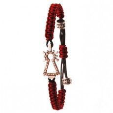 PULSERA VIRGEN NYLON BRILLANTES CO&Ntilde;AC BURDEOS