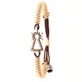 PULSERA DE LA VIRGEN NYLON CON BRILLANTES CO&Ntilde;AC BEIGE