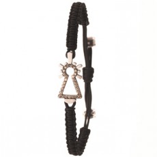 PULSERA VIRGEN NYLON BRILLANTES CO&Ntilde;AC NEGRA