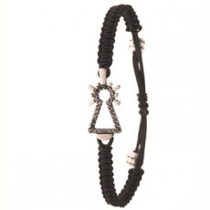 PULSERA VIRGEN NYLON CON BRILLANTES NEGROS