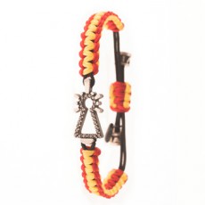 PULSERA VIRGEN NYLON CON BRILLANTES NEGROS ESPA&Ntilde;A