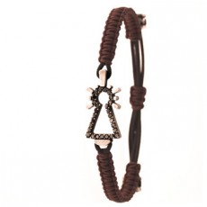 PULSERA VIRGEN NYLON CON BRILLANTES NEGRO