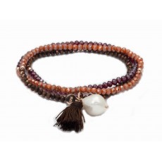PULSERA ZEN MARRON Y ROJO