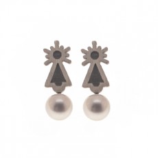 PENDIENTES VIRGEN PERLA GRIS