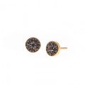 PENDIENTE ORO ROSA BOTTON BLACK