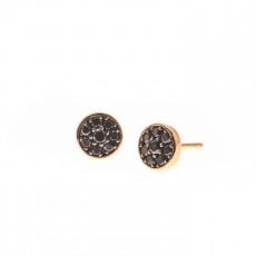PENDIENTE ORO ROSA BOTTON BLACK