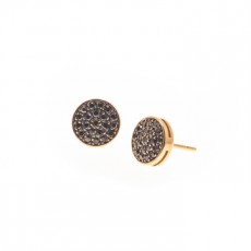 PENDIENTES ORO ROSA BLACK BOTTON XL