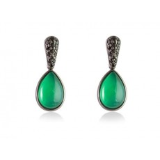 PENDIENTES GISELLE VERDE EN PLATA NEGRA