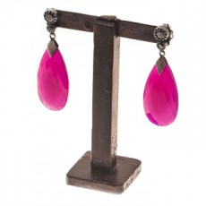 PENDIENTES CALCEDONIA FUCSIA