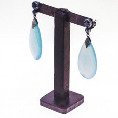PENDIENTES CALCEDONIA VERDE AGUA