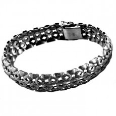 PULSERA MYADN CALADA PLATA NEGRA