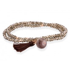 PULSERA ZEN MARRON Y PLATA ROSA