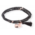 PULSERA ZEN NEGRA CORAZON ROSA