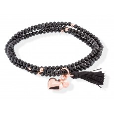 PULSERA ZEN NEGRA CORAZON ROSA