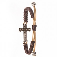 PULSERA CROSS BROWN XL