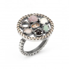 ANILLO RAIVE GRANATE CALCEDONIA P.LUNA CORAL