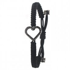 PULSERA CORAZON BRILLANTES NEGROS