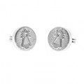 PENDIENTE VIRGEN ORO BLANCO BOTON