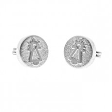 PENDIENTE VIRGEN ORO BLANCO BOTON