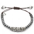 PULSERA RAIVE MACRAME CALAVERA PLATA Y HEMATITE