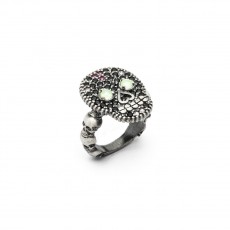 ANILLO RAIVE CALAVERA CIRCONITA FUCSIA
