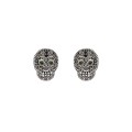 PENDIENTES RAIVE BOTON CALAVERA MARRON