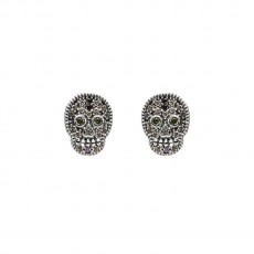 PENDIENTES RAIVE BOTON CALAVERA MARRON