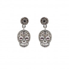 PENDIENTES RAIVE CALAVERA COLGADA MARRON