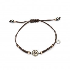 PULSERA  MACRAM&Eacute; CIRCONITA BROWN Y CAVA