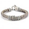 PULSERA CUERO PLATA GOTAS 