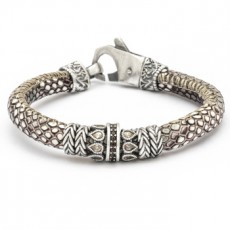 PULSERA CUERO PLATA GOTAS 