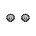 PENDIENTES RAIVE BOTON GRABADO NEGRO