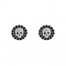 PENDIENTES RAIVE BOTON GRABADO NEGRO