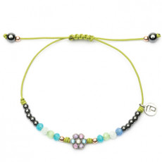 PULSERA ARIVE MACRAME FLOR PEQ VERDE